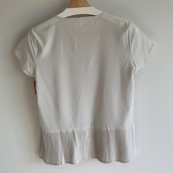 Spanx Yes Pleats‎ Tee Top Womens Size S White Cloud Tennis Prep Pickleball Nwt - Picture 2 of 8